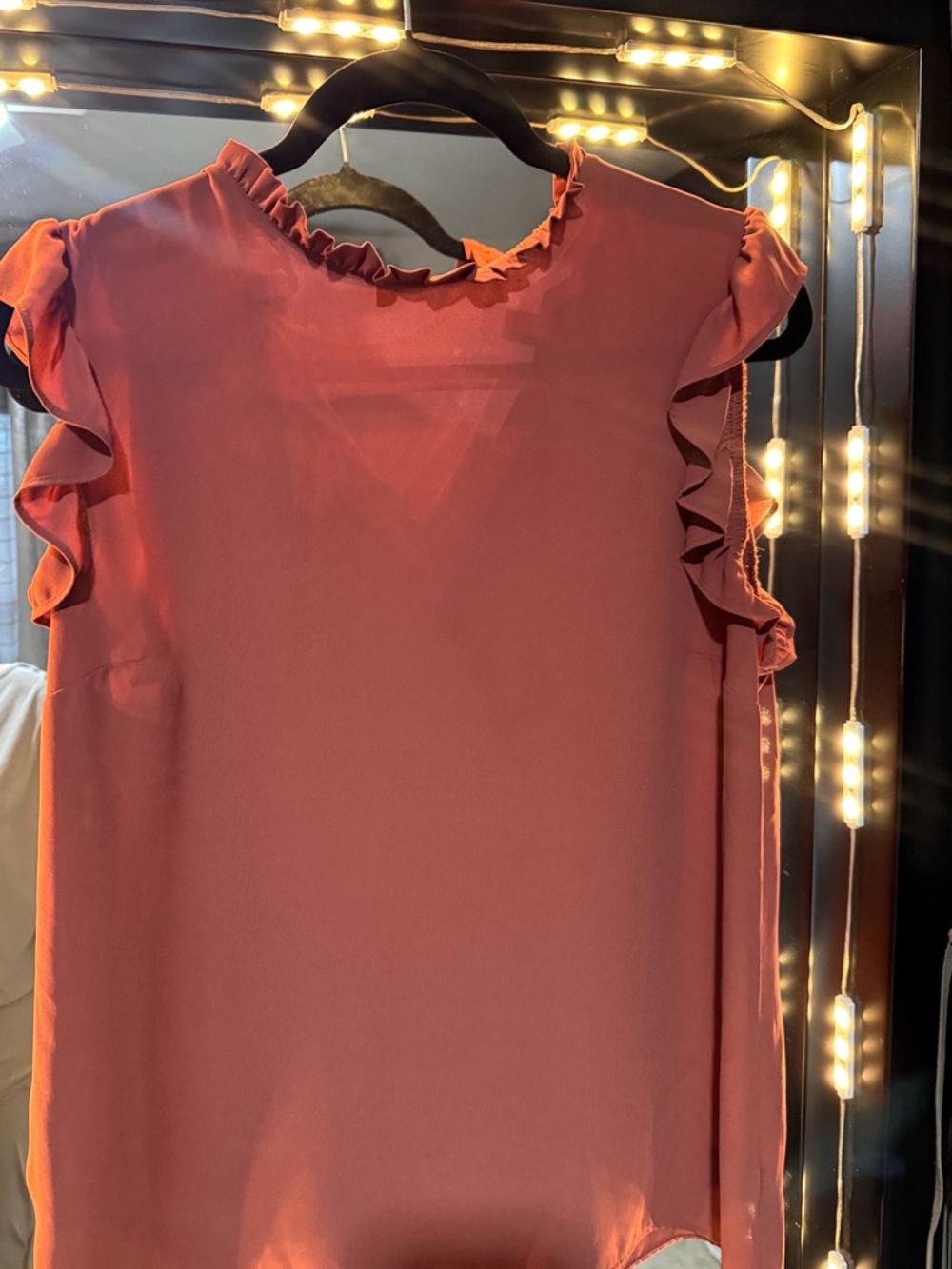 Express Ruffled Sleeveless Top in Burnt Orange